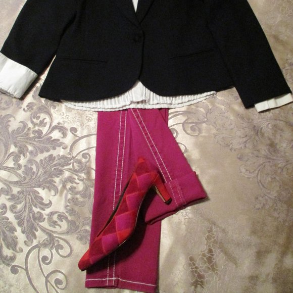 ❤ U-51 HOT PINK/FUCHSIA JEANS WITH EMBROIDERY ❤ - Picture 12 of 15